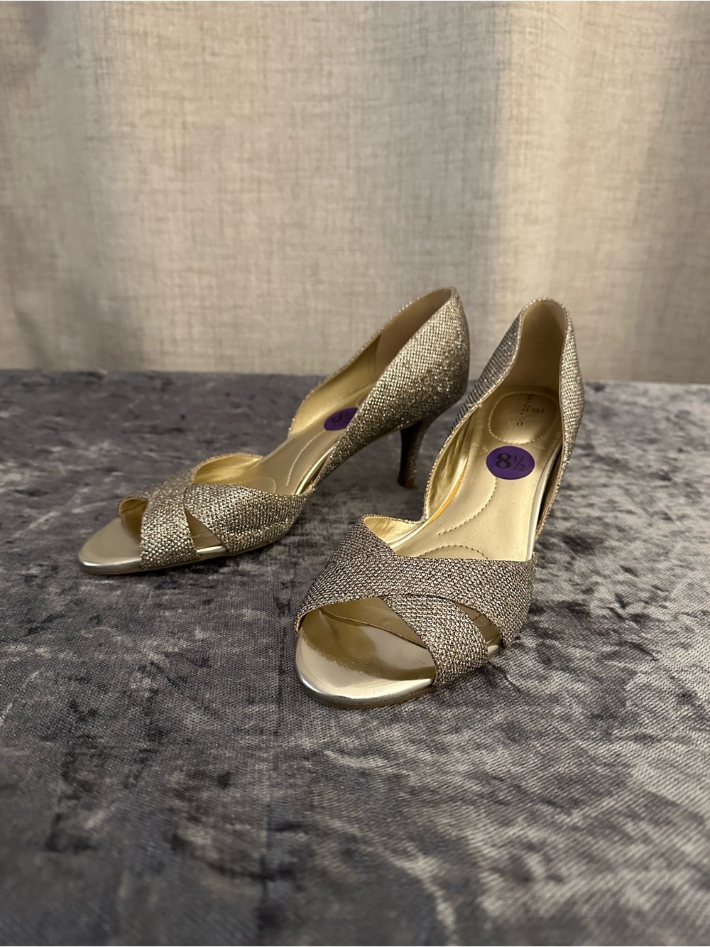 Bandolino Metallic Gold Open-Toe Heels